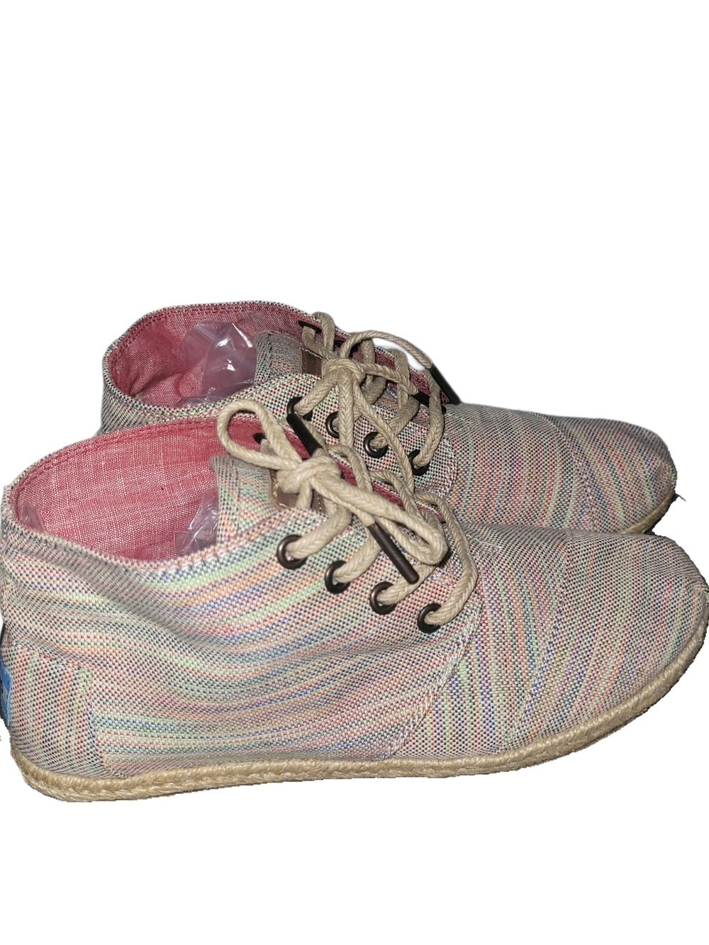 Toms Multicolor Striped Canvas Mid-top Lace-Up Espadrilles Shoes Size 6W